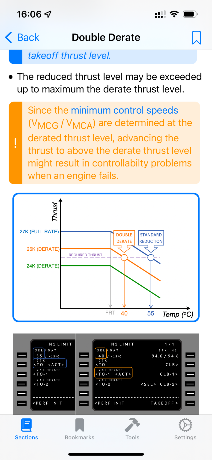 Double derate explanation in the B737 PRH app